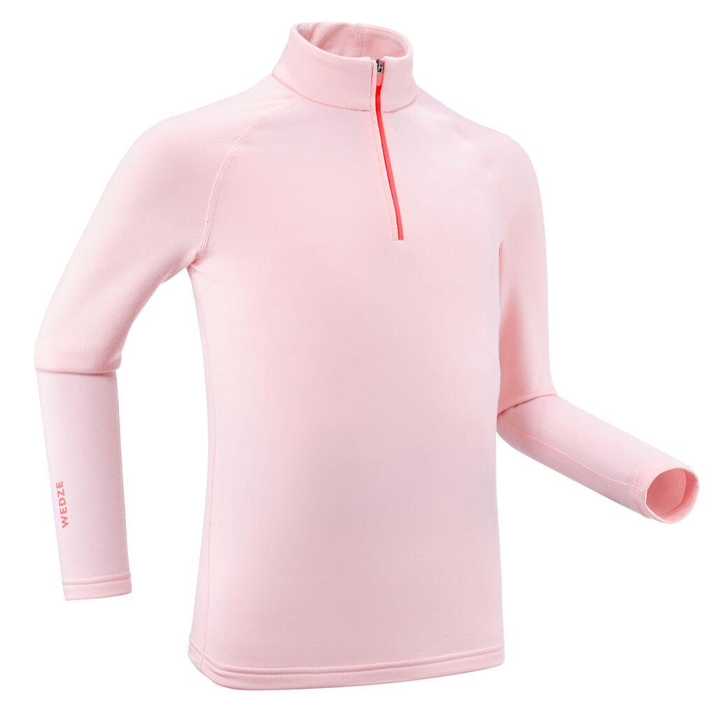 Skiunterwäsche Funktionsshirt Kinder 1/2-Reissverschluss - BL 500 rosa 