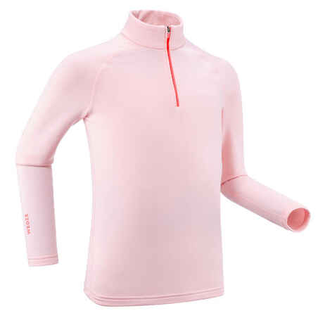 Kids’ Ski Base Layer 1/2 Zip Top - BL 500 - Pink