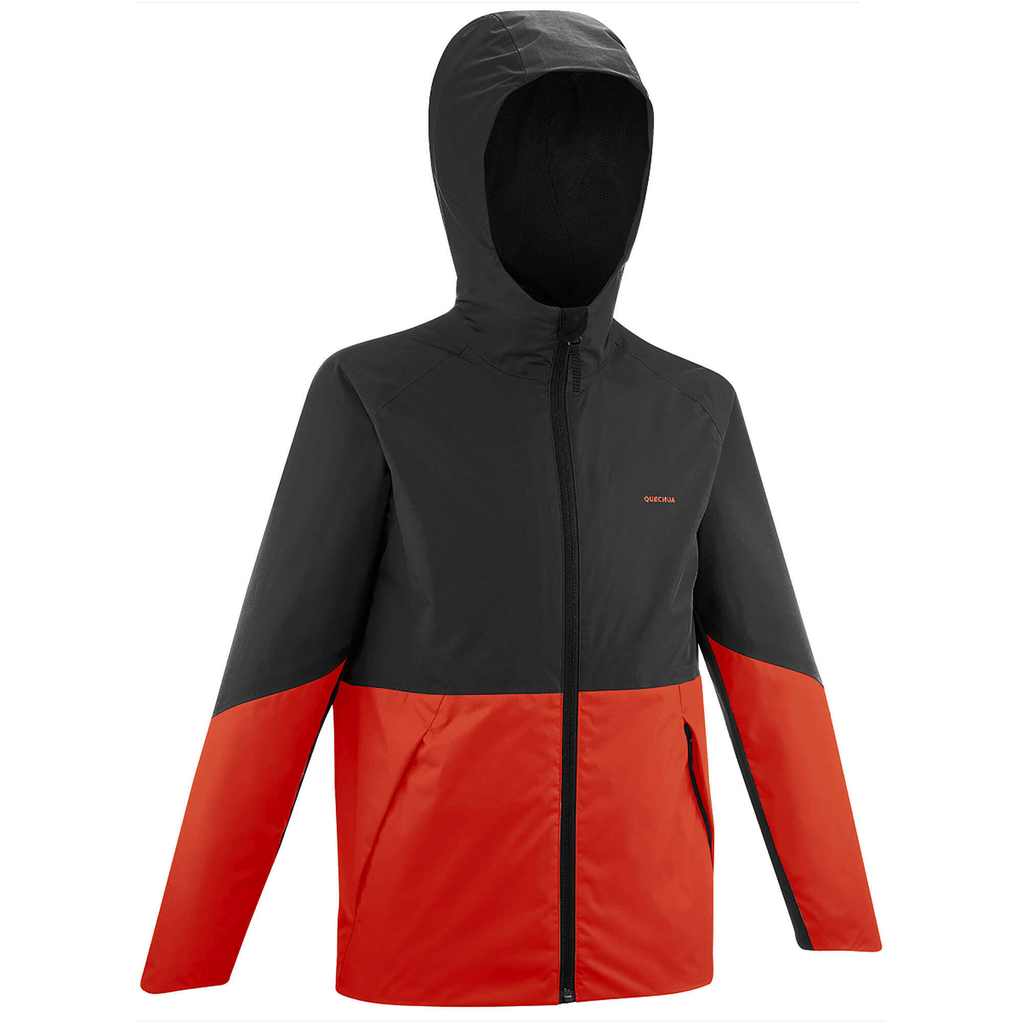 Kids' Waterproof Hiking Jacket MH500 7-15 Years - Grey Red -  1