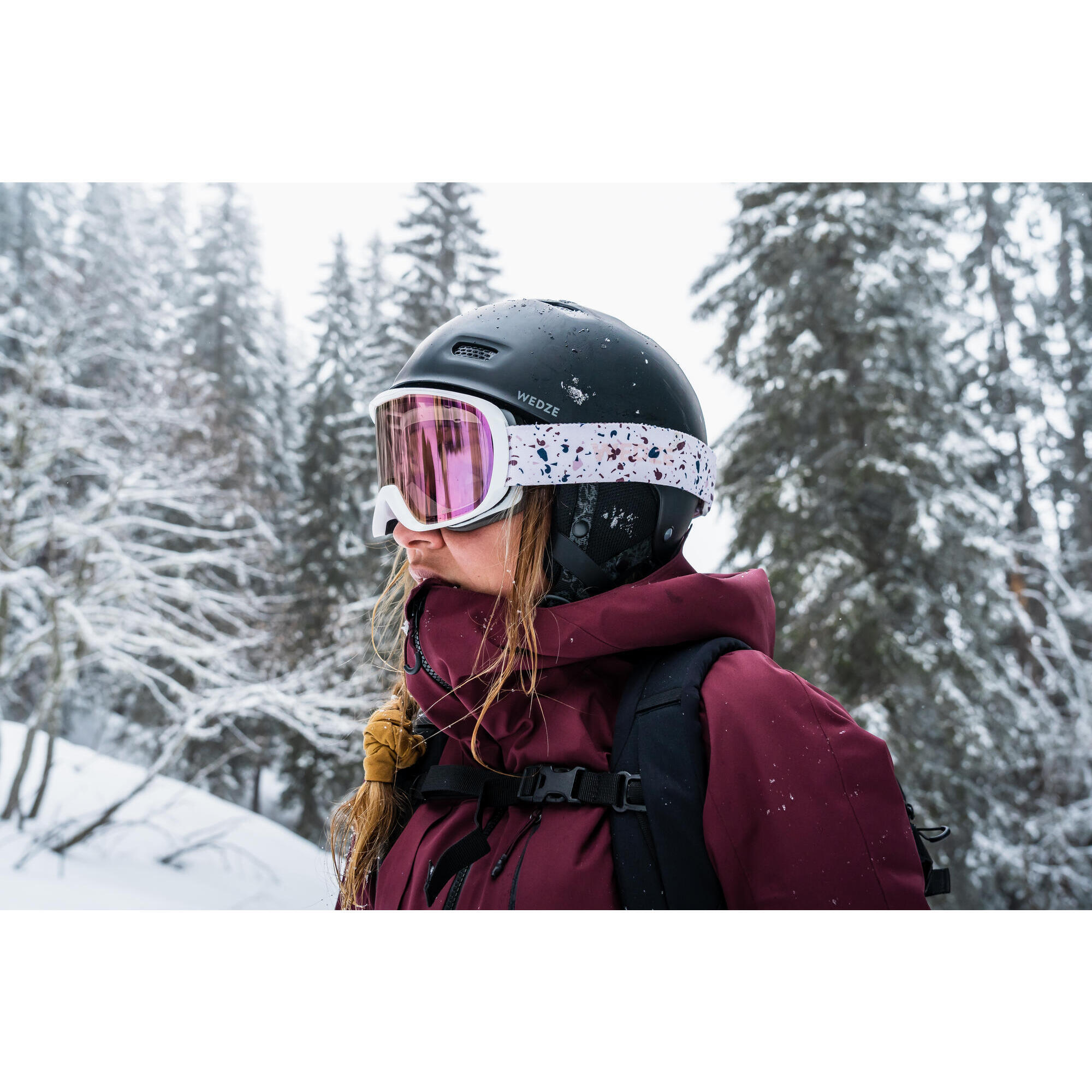 MASQUE DE SKI ET DE SNOWBOARD FILLE ET FEMME G 500 MAUVAIS TEMPS