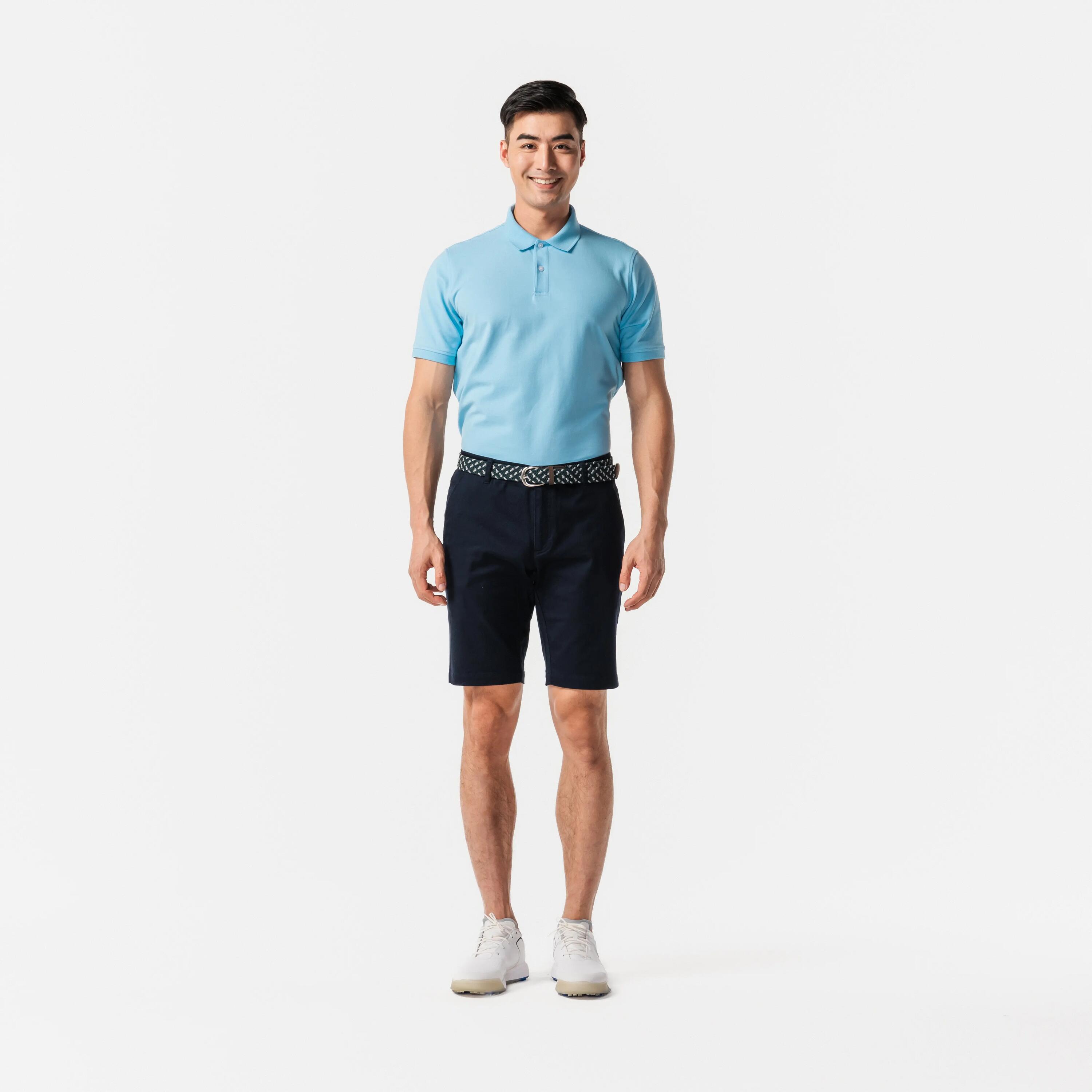 Men Golf Polo T-Shirt Cotton Regular Fit Sky Blue MW500 -  4