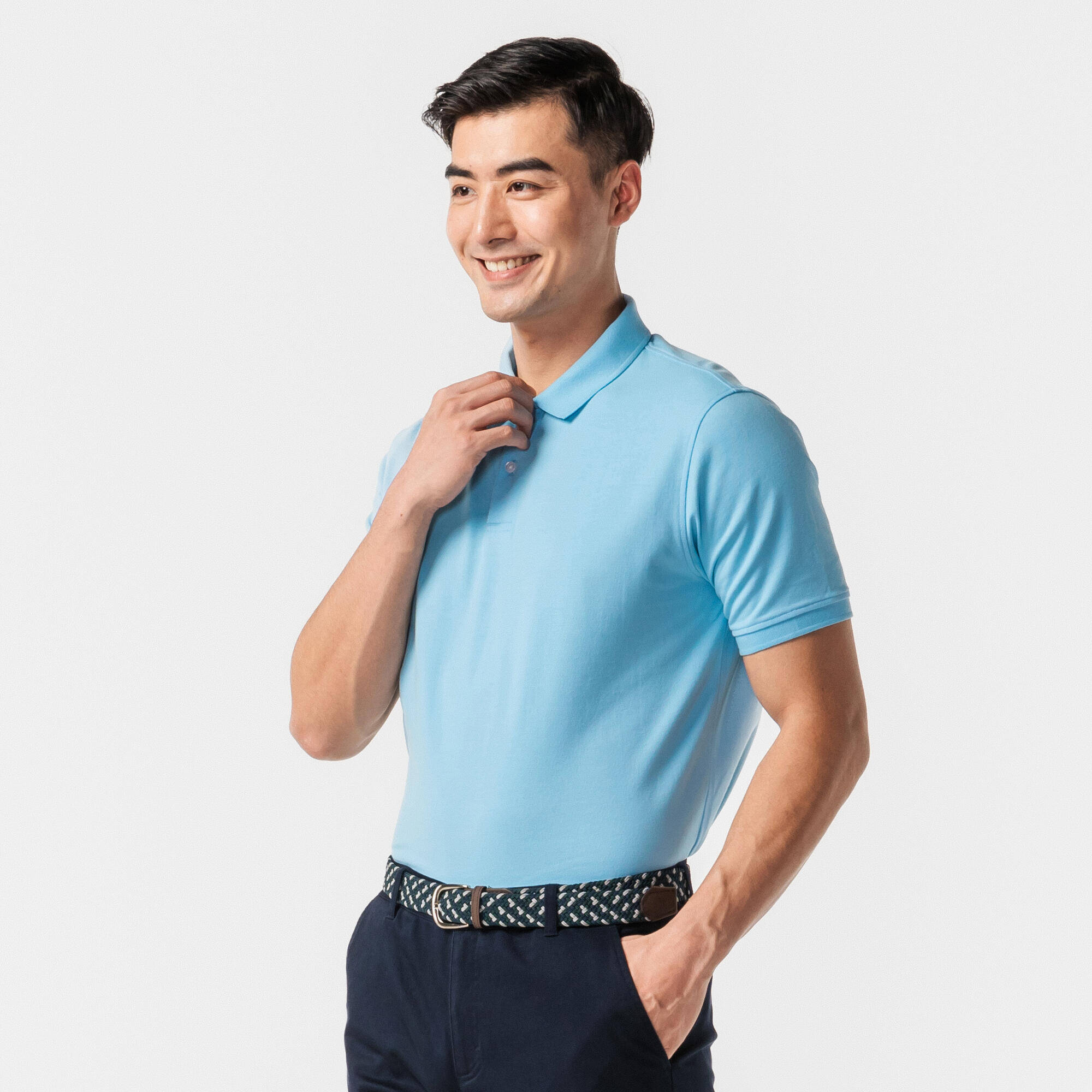 Men's golf short-sleeved polo T-shirt MW500 sky blue -  5