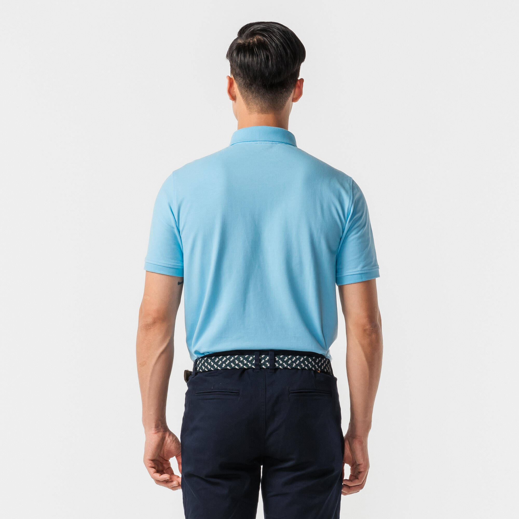 Men's golf short-sleeved polo T-shirt MW500 sky blue -  4