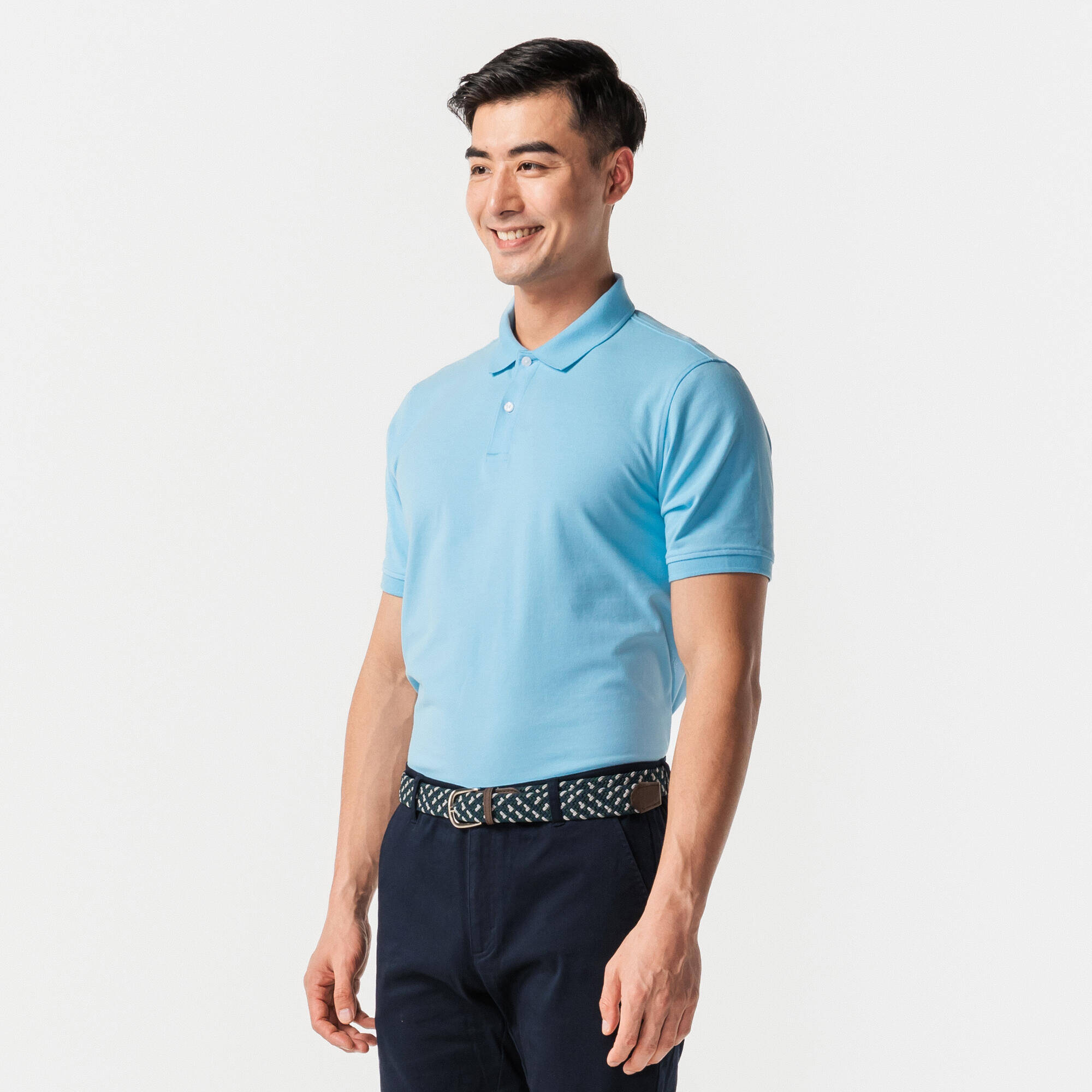 Men's golf short-sleeved polo T-shirt MW500 sky blue -  2