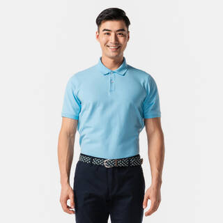 Men Golf Polo T-Shirt Cotton Regular Fit Sky Blue MW500