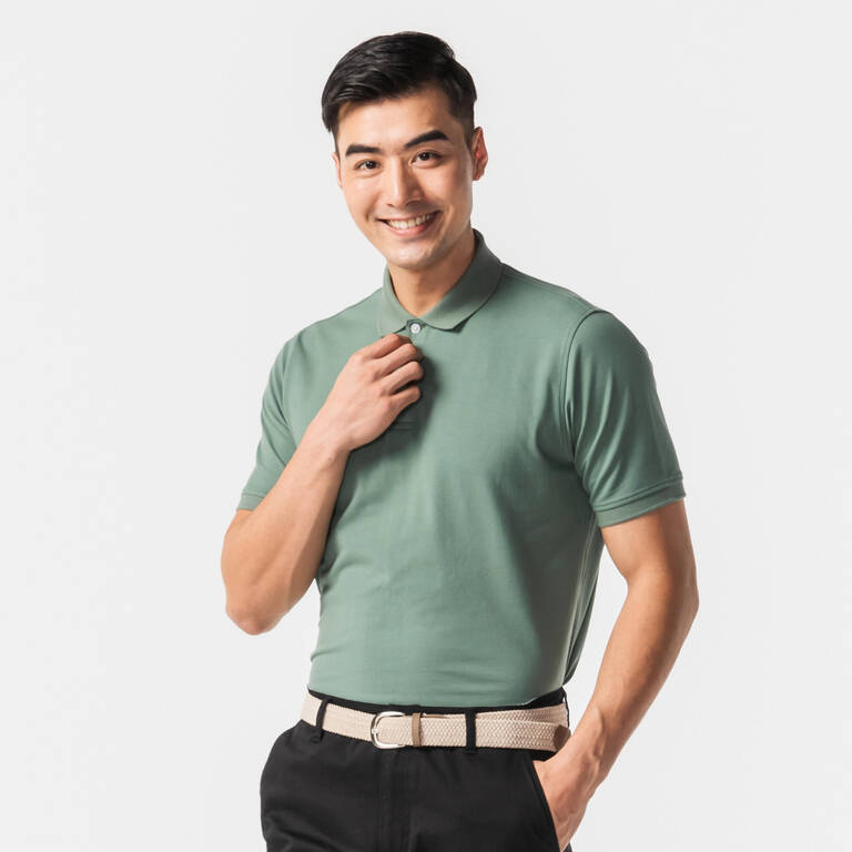 Men's golf cotton short-sleeved polo shirt - MW500 Green