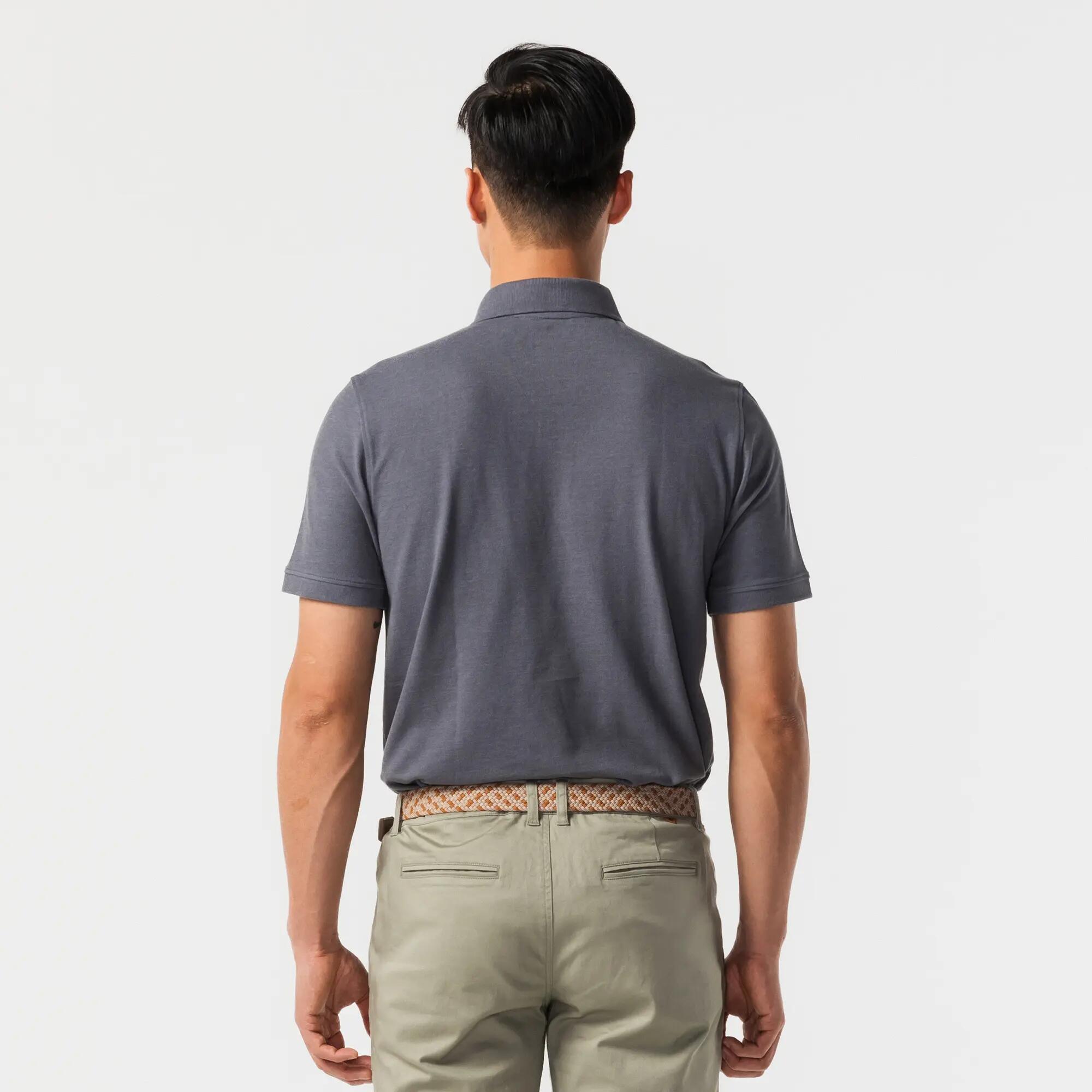 Men Golf Polo T-Shirt Cotton Regular Fit Grey MW500 -  3