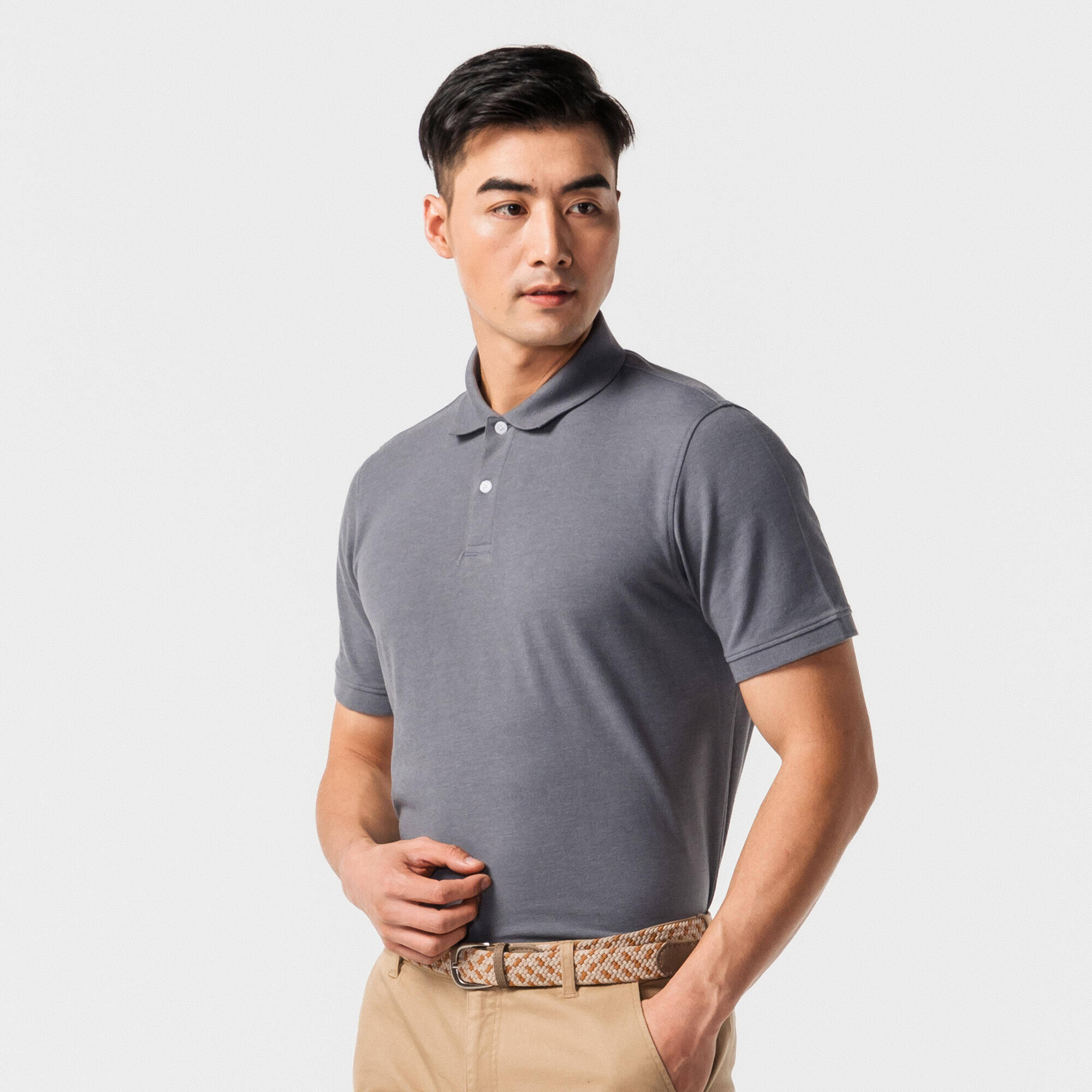 Men's Golf Short-sleeved Polo T-shirt MW500 Dark Grey -  5