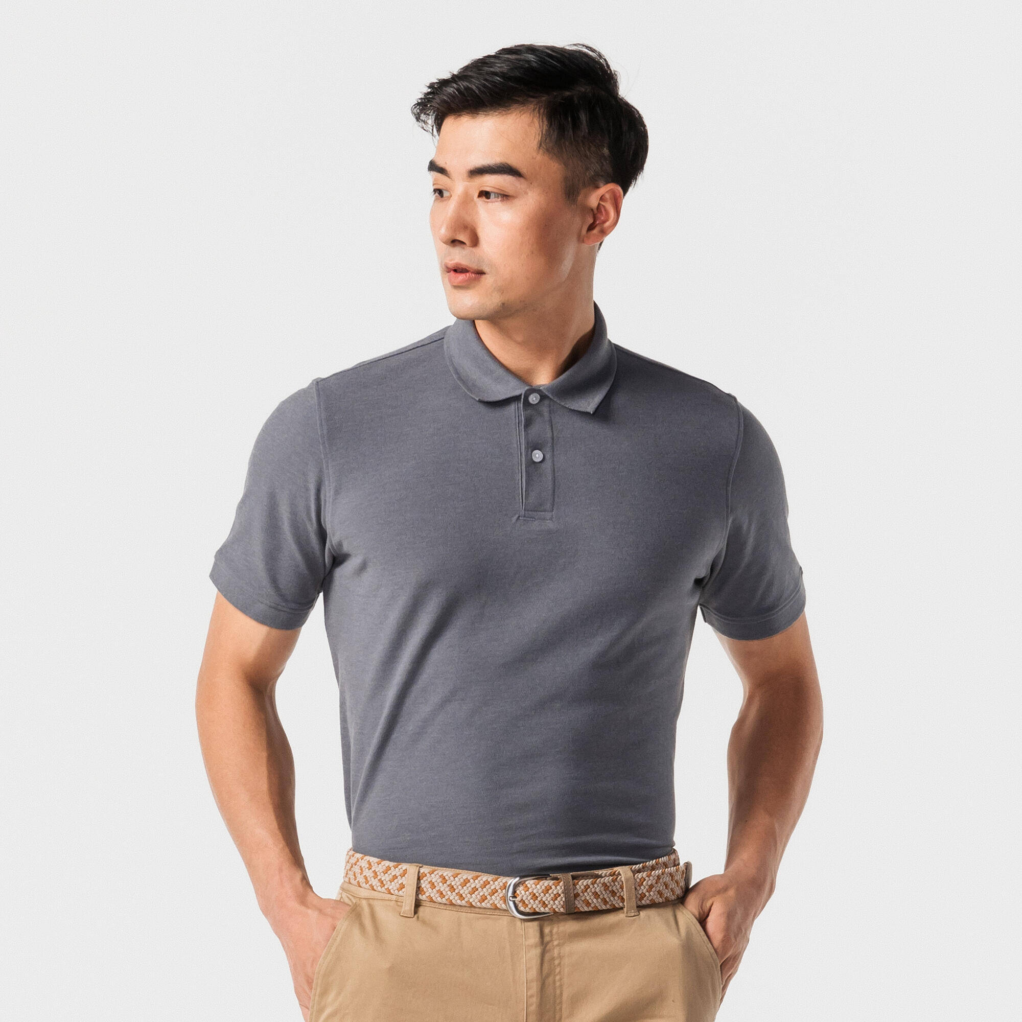 Men's Golf Short-sleeved Polo T-shirt MW500 Dark Grey -  4