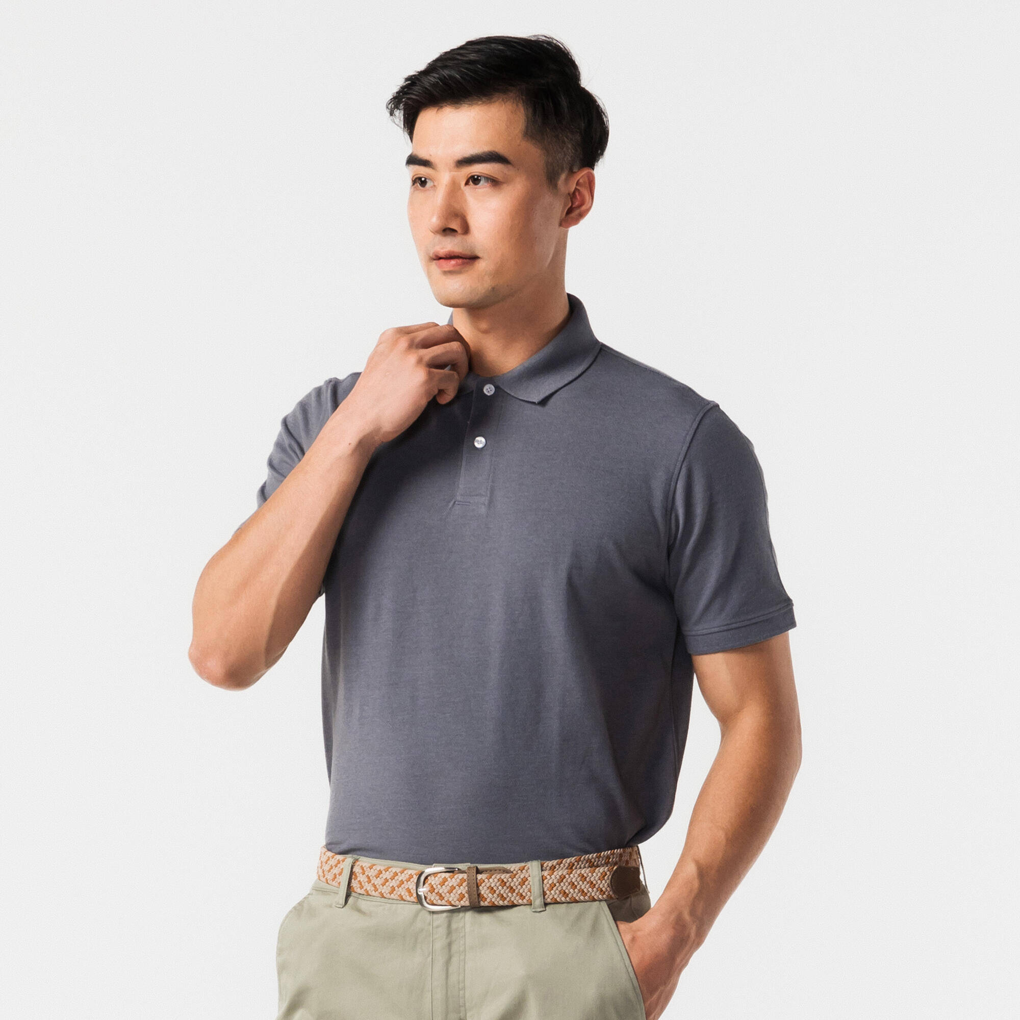 Men's Golf Short-sleeved Polo T-shirt MW500 Dark Grey -  3