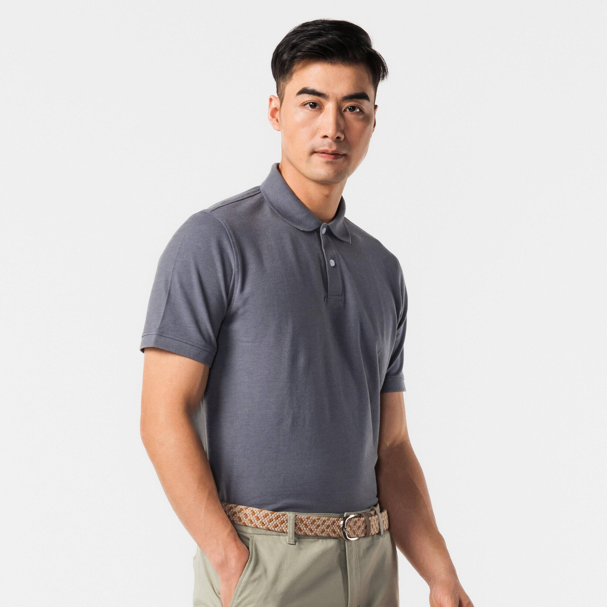 Men's Golf Short-sleeved Polo T-shirt MW500 Dark Grey -  2