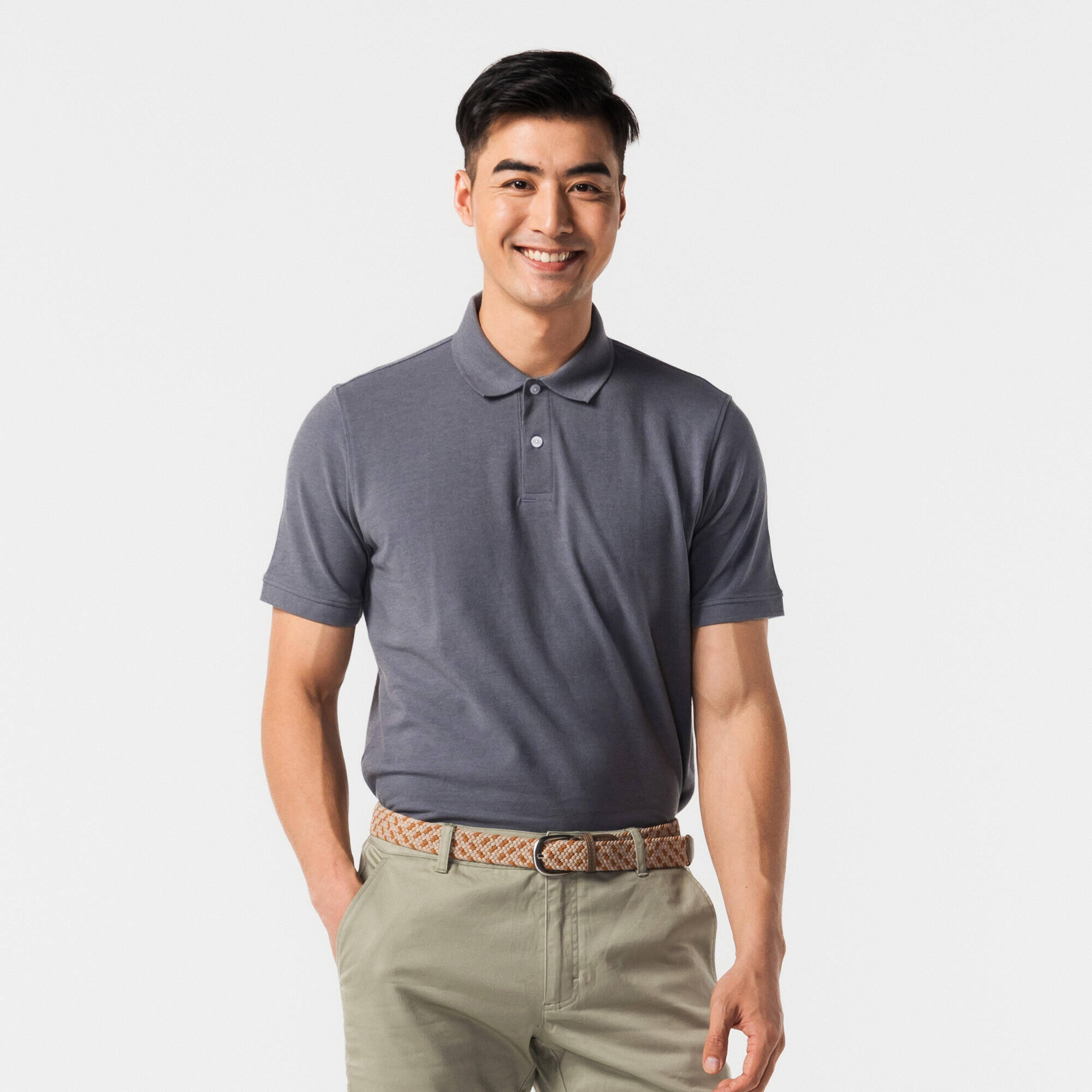 Men's Golf Short-sleeved Polo T-shirt MW500 Dark Grey -  1
