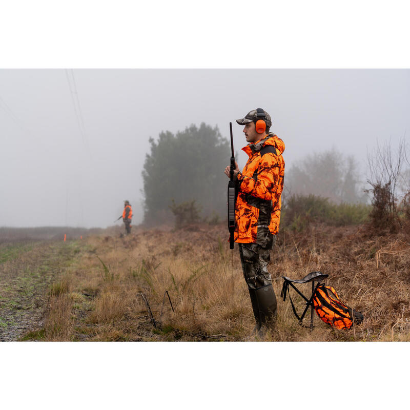 Jagdjacke 500 3-in-1 Treib- und Drückjagd warm wasserdicht Treemetic orange 