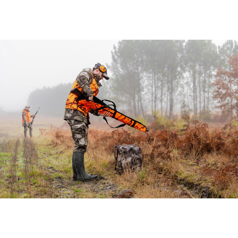 Jagdweste kompakt geräuscharm camouflage/orange