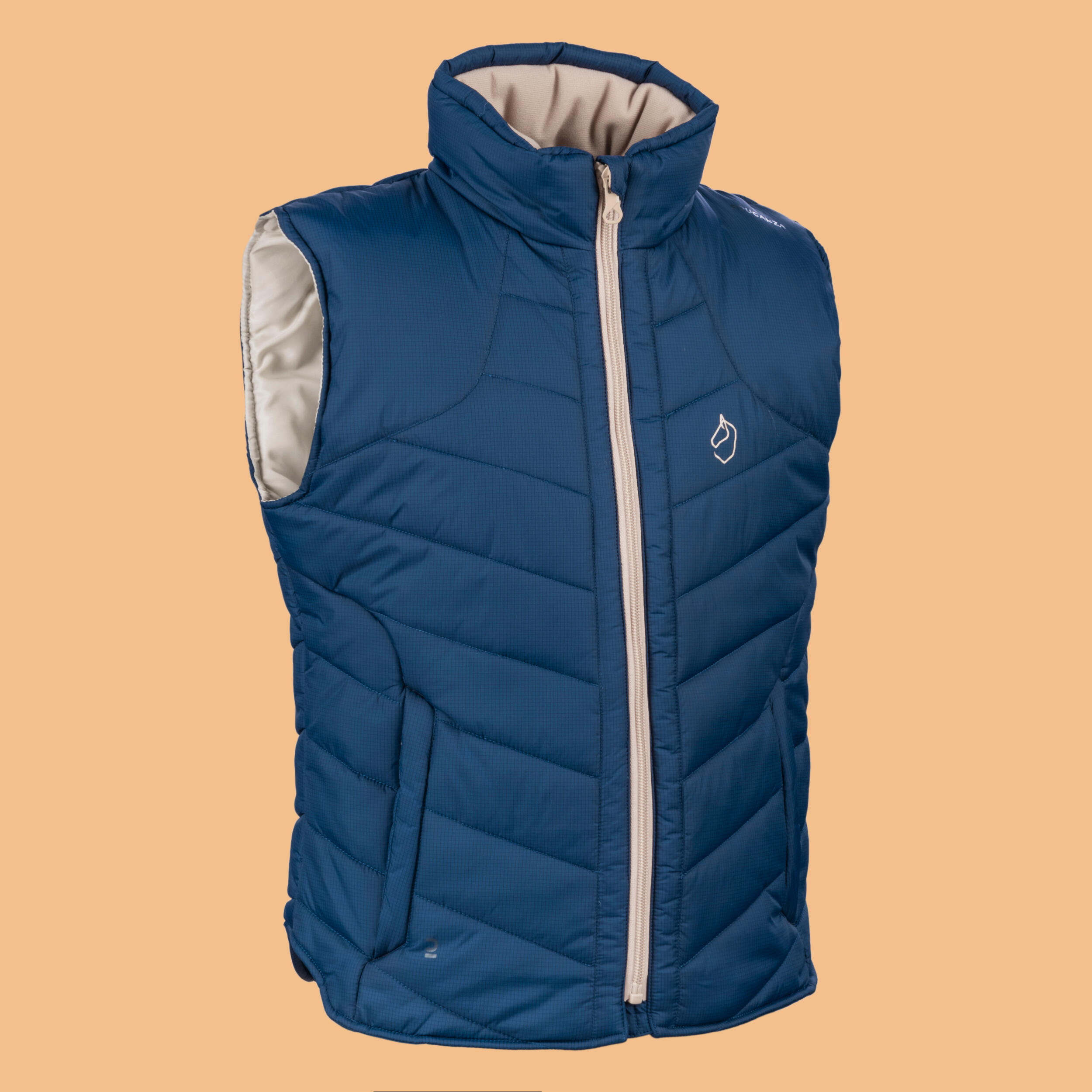 Doudoune equitation sans manches chaude Enfant 500 bleu turquin FOUGANZA Decathlon