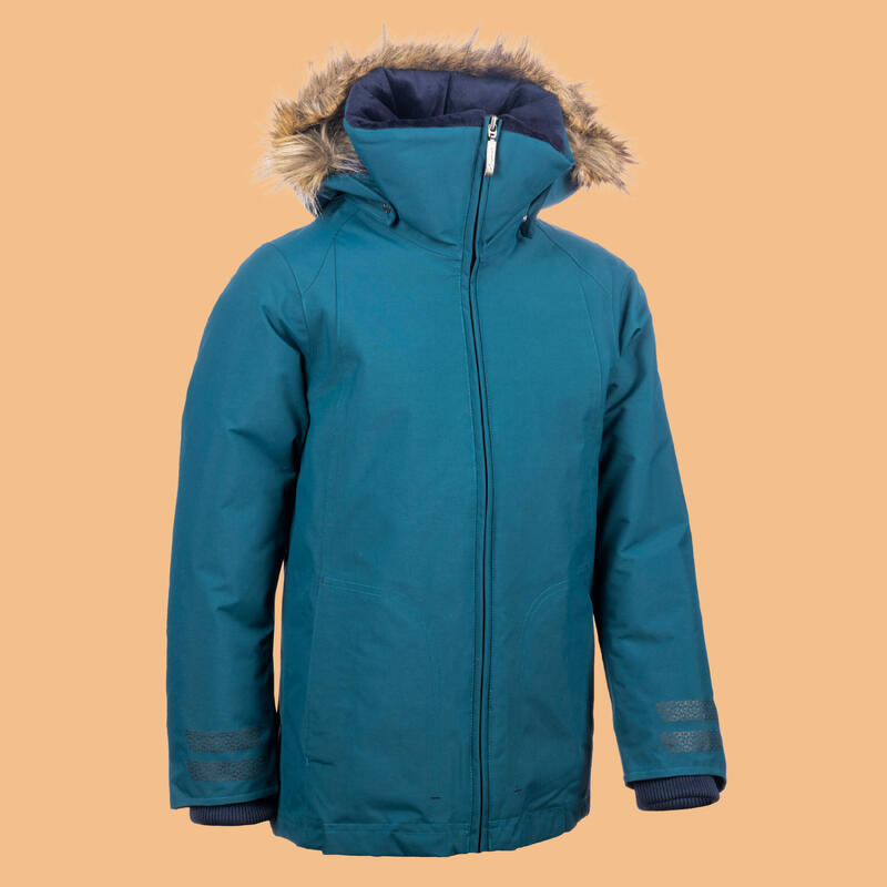 Parka équitation enfant imperméable et chaude 500 WARM vert pétrole