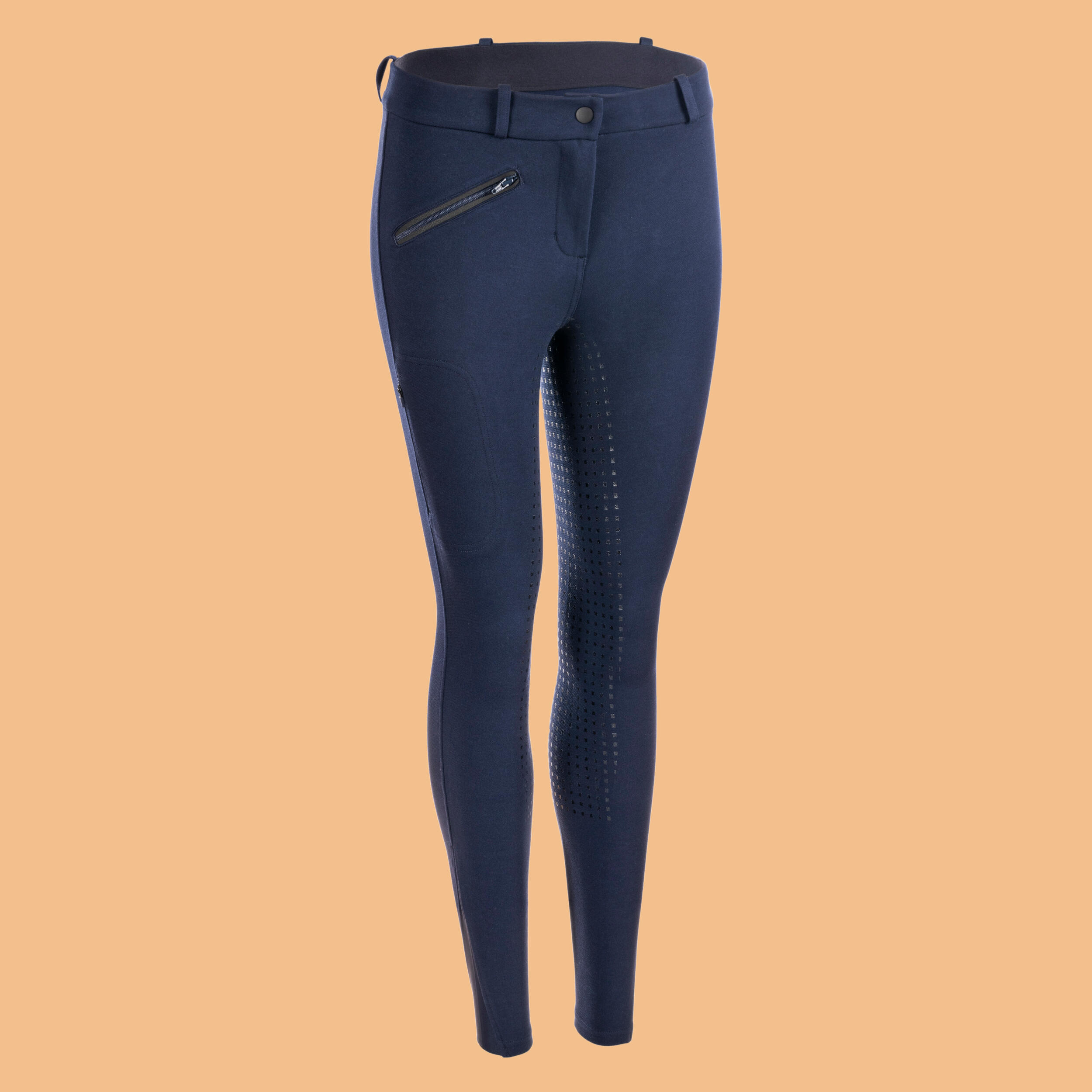 Pantaloni da equitazione full grip da donna - 500 navy