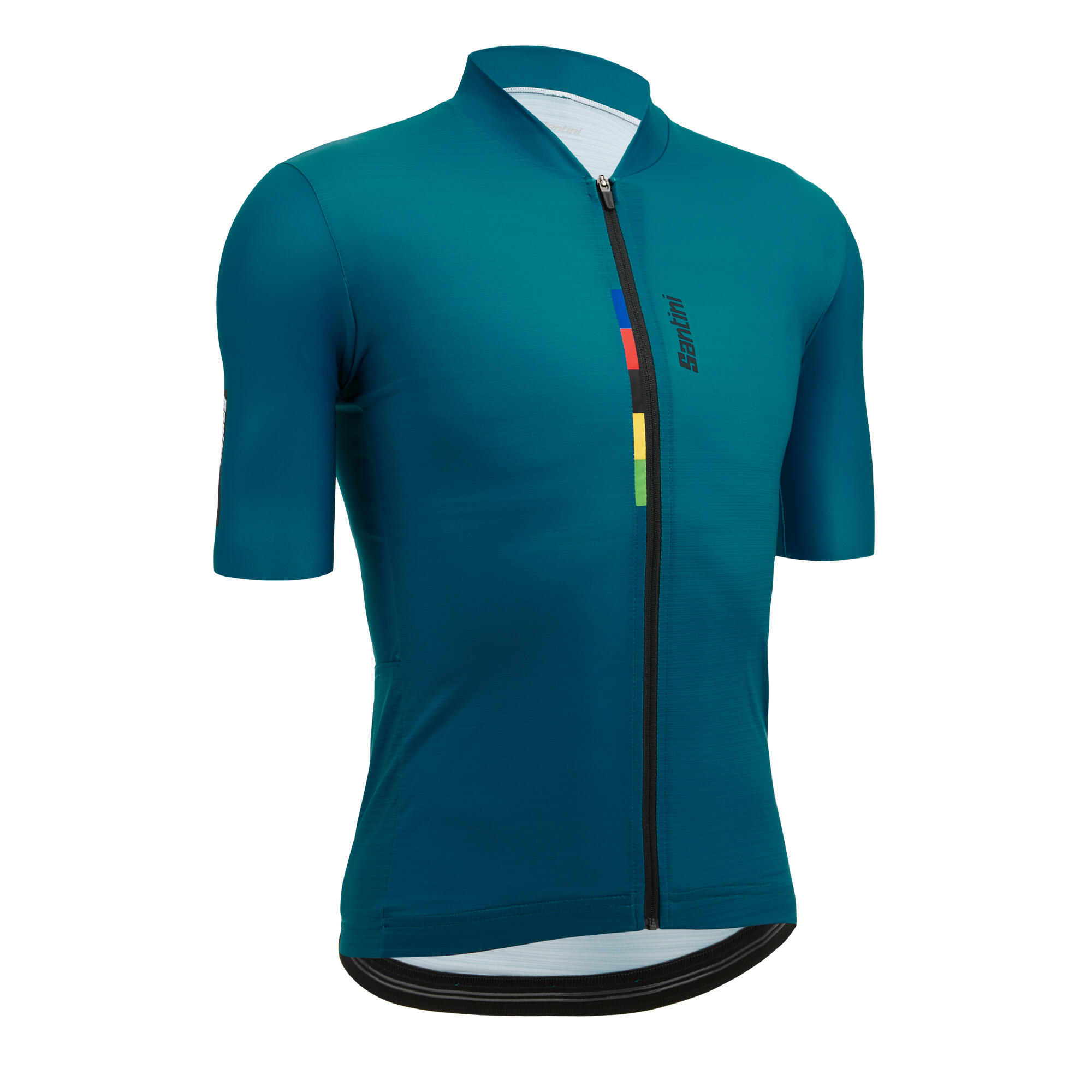 Maglia Ciclismo Uomo Santini Teal Blu UCI Rainbow SANTINI | DECATHLON