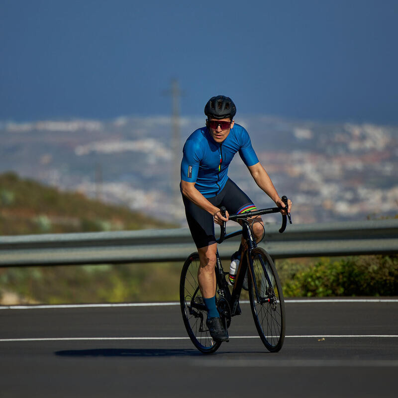 Maglia Ciclismo Uomo Santini Teal Blu UCI Rainbow