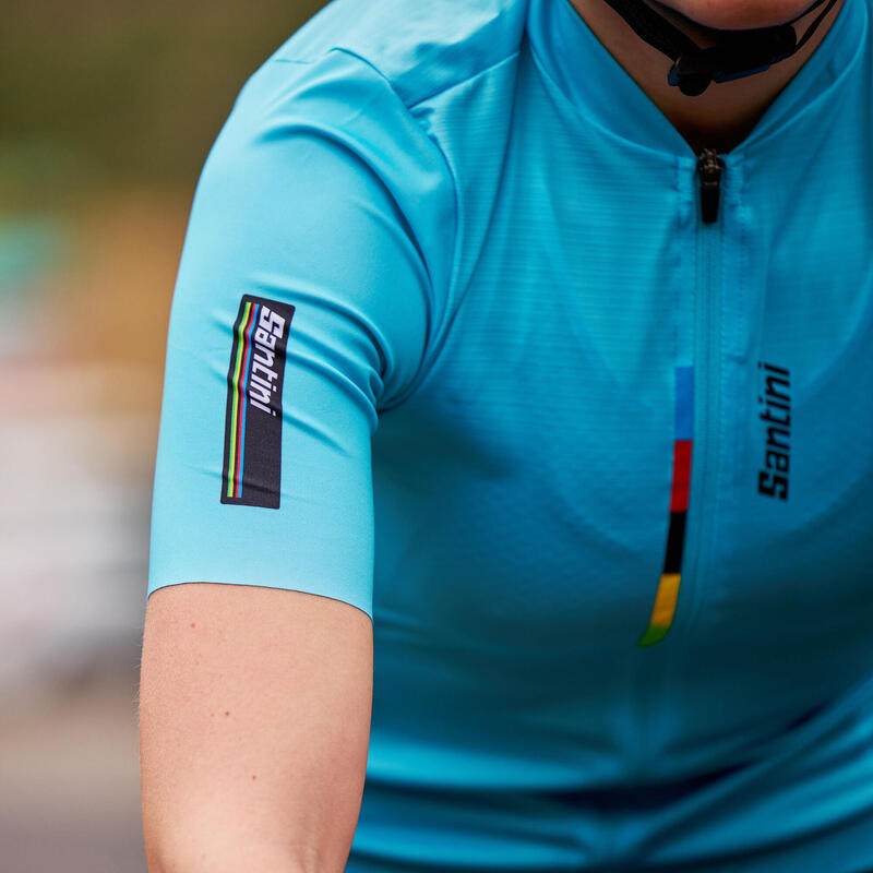 Maglia Ciclismo Donna Santini Azzurra UCI Rainbow