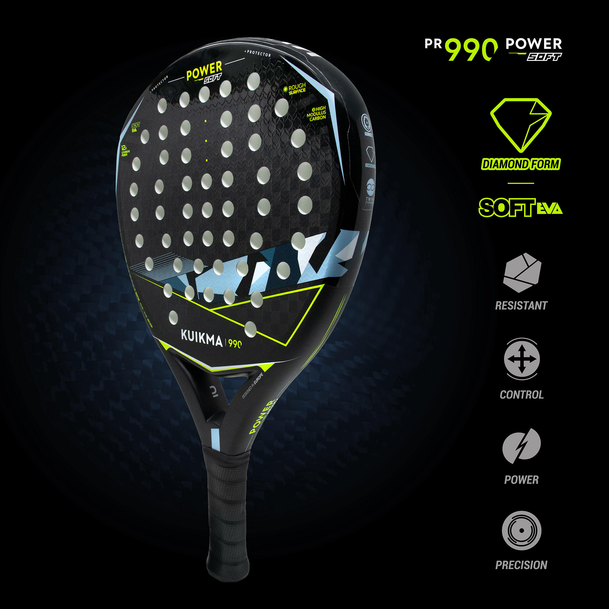 Adult Padel Racket PR 990 Power Soft 8/10