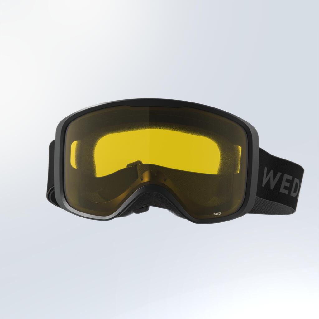 Lyžiarske a snowboardové okuliare G100 S1 pre deti aj dospelých do zlého počasia čierne