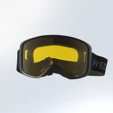 KIDS’ AND ADULT SKIING AND SNOWBOARDING GOGGLES BAD WEATHER - G 100 S1 - BLACK