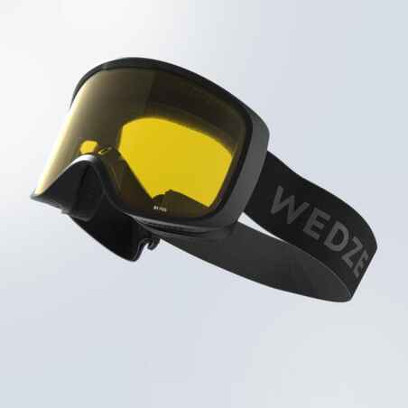 Lyžiarske a snowboardové okuliare G100 S1 pre deti aj dospelých do zlého počasia čierne