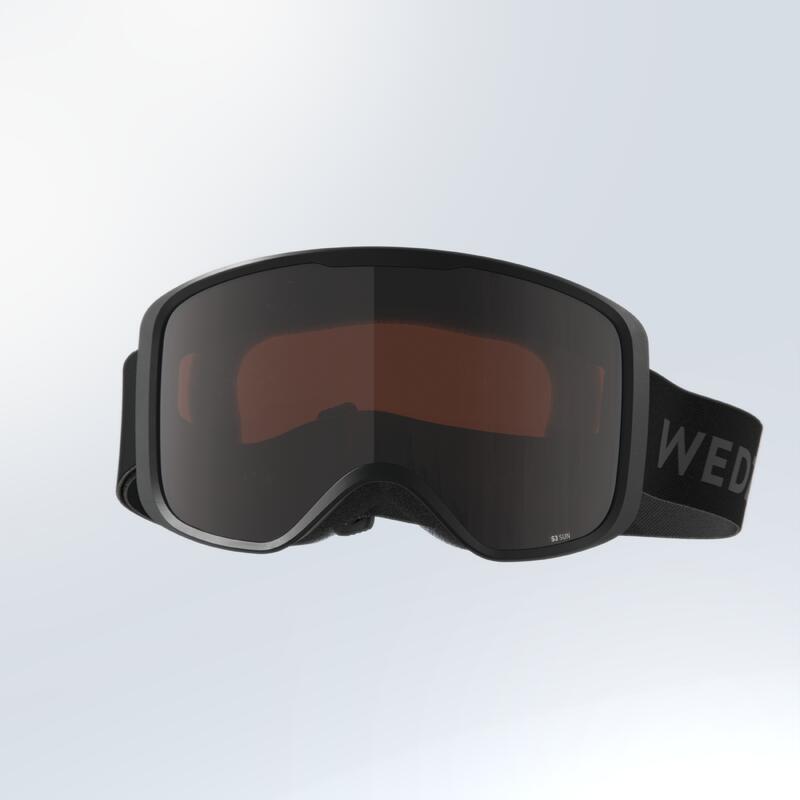 Maschera sci e snowboard adulto e bambino 100 S3 - bel tempo - nera