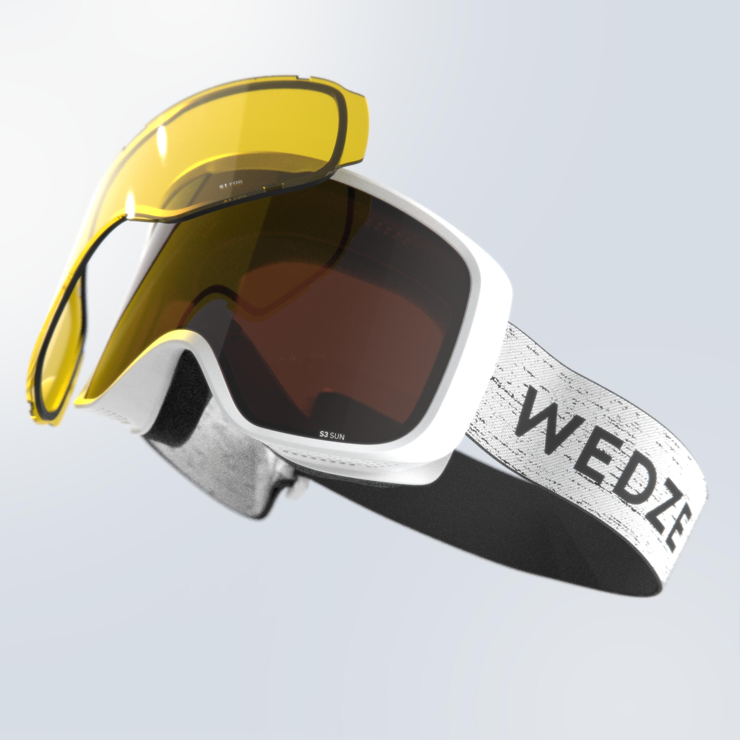 Maschera sci e snowboard adulto e bambino G 100 I -lente intercambiabile-  bianca WEDZE | DECATHLON