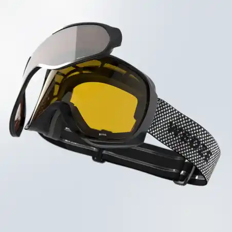 KIDS’ AND ADULT SKIING AND SNOWBOARDING GOGGLES ALL WEATHER - G 500 I - GREY