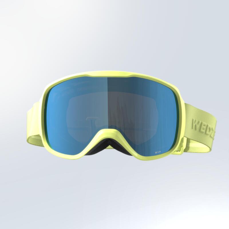 JUNIOR ADULT SKI AND SNOWBOARD GOOD WEATHER GOGGLES - G 500 S3 - YELLOW