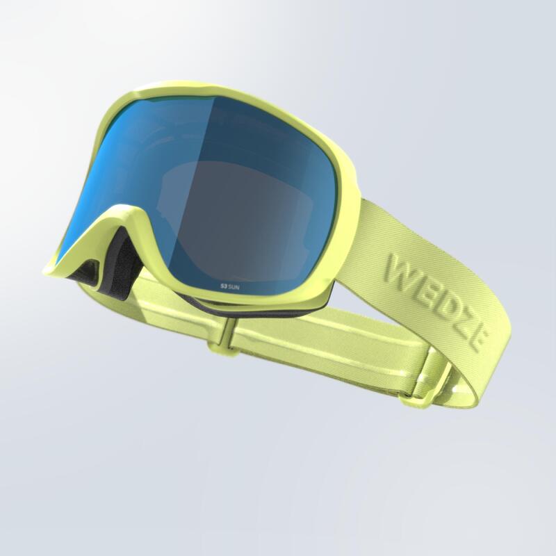 JUNIOR ADULT SKI AND SNOWBOARD GOOD WEATHER GOGGLES - G 500 S3 - YELLOW