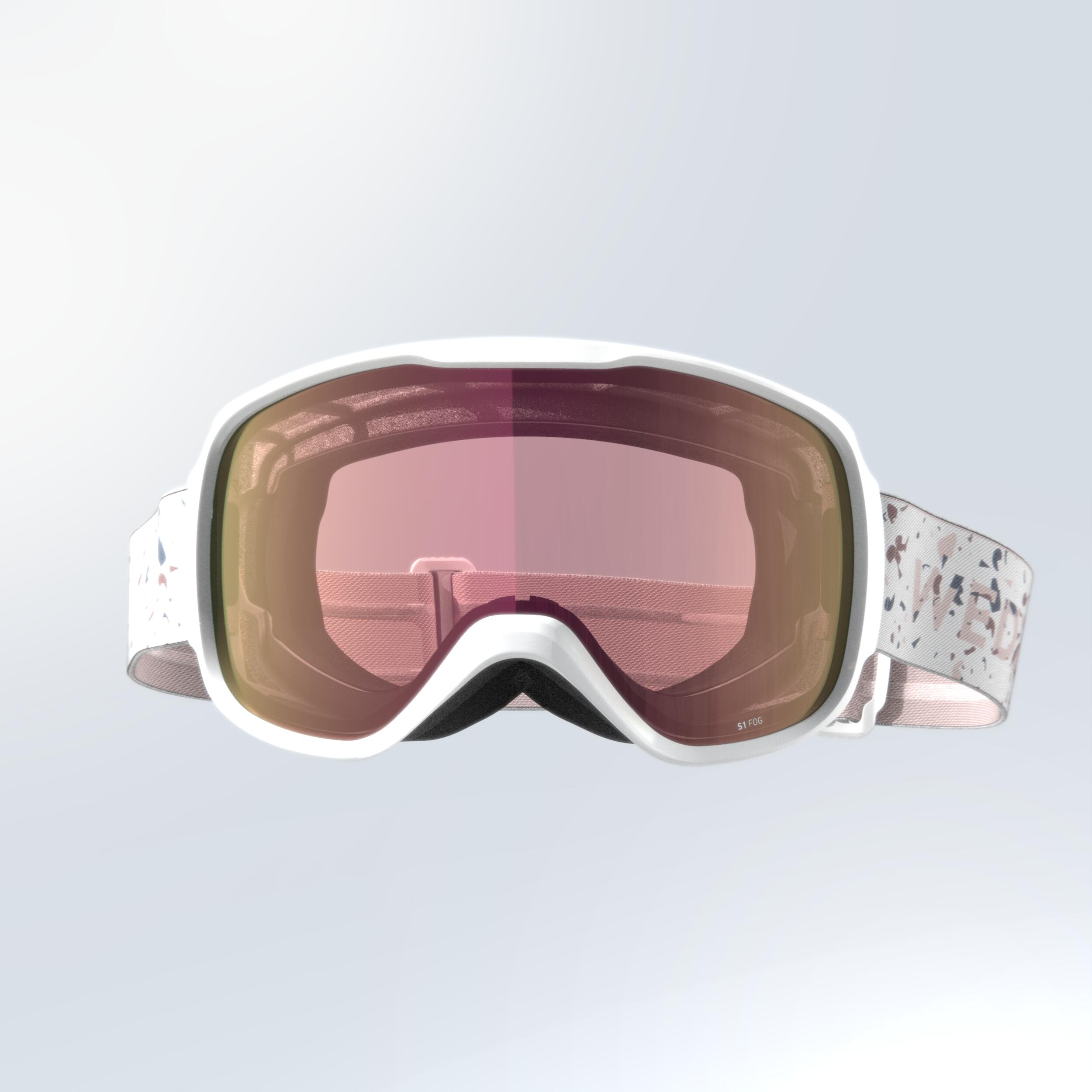KIDS’ AND ADULTS’ SKIING AND SNOWBOARDING GOGGLES - G 500 S1 - WHITE 4/7
