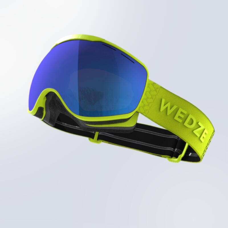MASQUE DE SKI ET SNOWBOARD BEAU TEMPS ENFANT ET ADULTE - G 900 S3 - JAUNE FLUO
