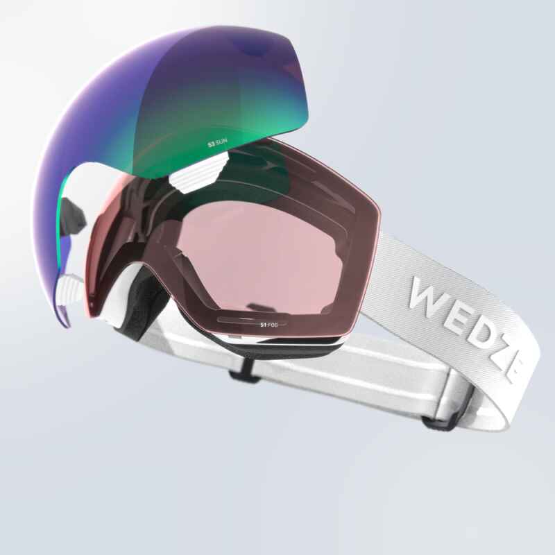 CHILDREN'S AND ADULT'S SKIING AND SNOWBOARDING GOGGLES G 900 I ALL WEATHER - WHI