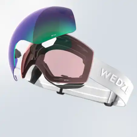 CHILDREN'S AND ADULT'S ALL-WEATHER SKIING AND SNOWBOARDING GOGGLES G 900 I - WHITE