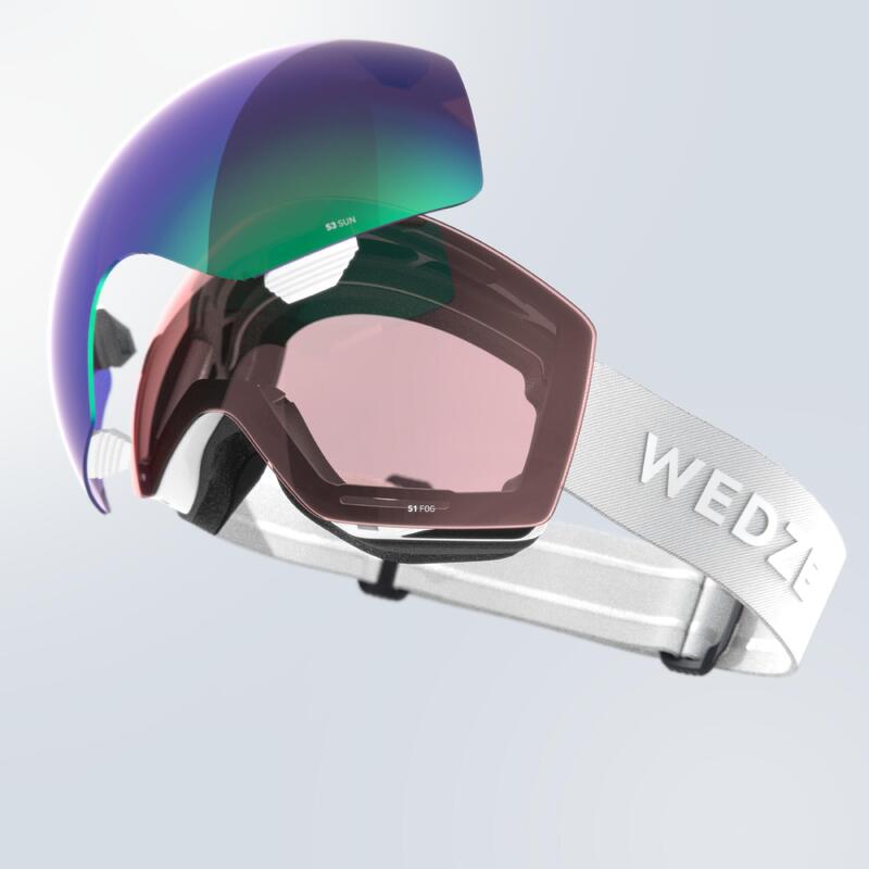 Máscara de esquí y snowboard pantalla intercambiable Wedze G900 I blanco
