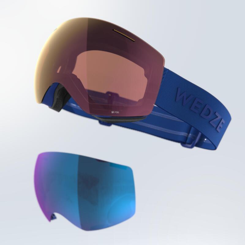 Maschera sci adulto/bambino G 900 - lente intercambiabile - azzurra