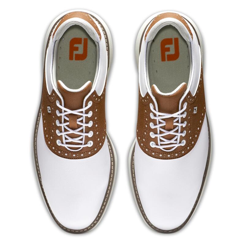 Chaussures de golf avec crampons homme Footjoy Traditions, blanc & marron