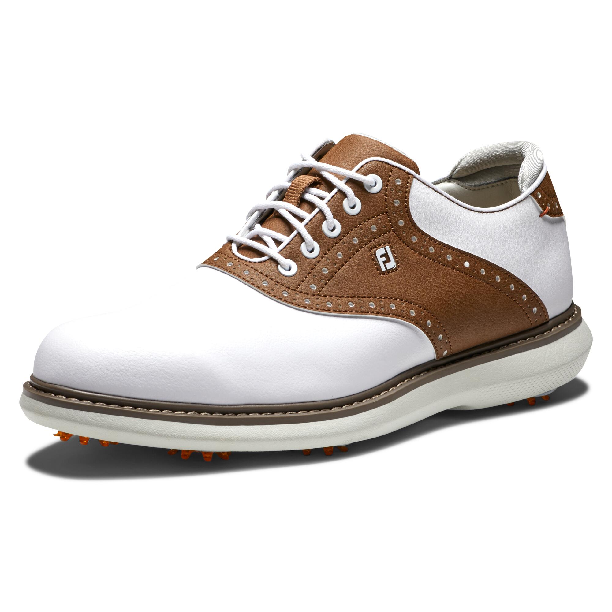 Men's golf shoes Footjoy Traditions - white and brown 5/7