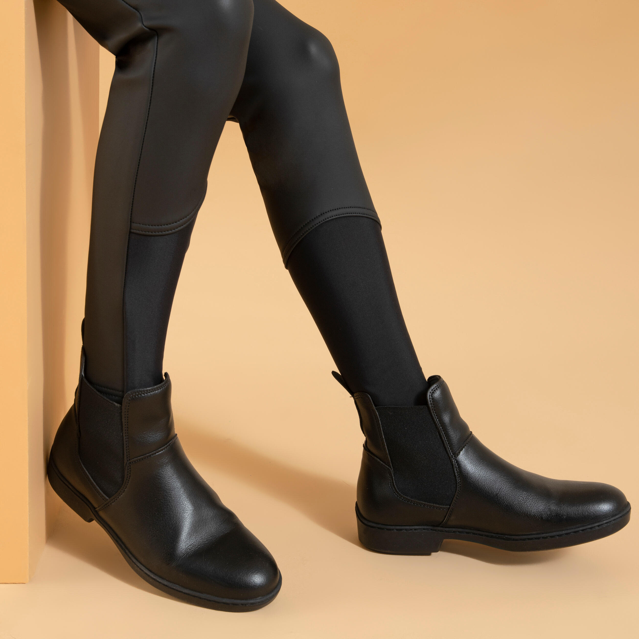 Pantalón equitación Kipwarm cálido Niños Fouganza negro 6/7