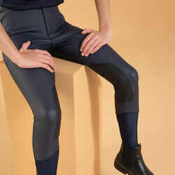 Kids' Warm and Water-Repellent Horse Riding Jodhpurs Kipwarm - Navy Blue