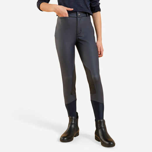 
      Kids' Warm and Water-Repellent Horse Riding Jodhpurs Kipwarm 500 - Navy
  