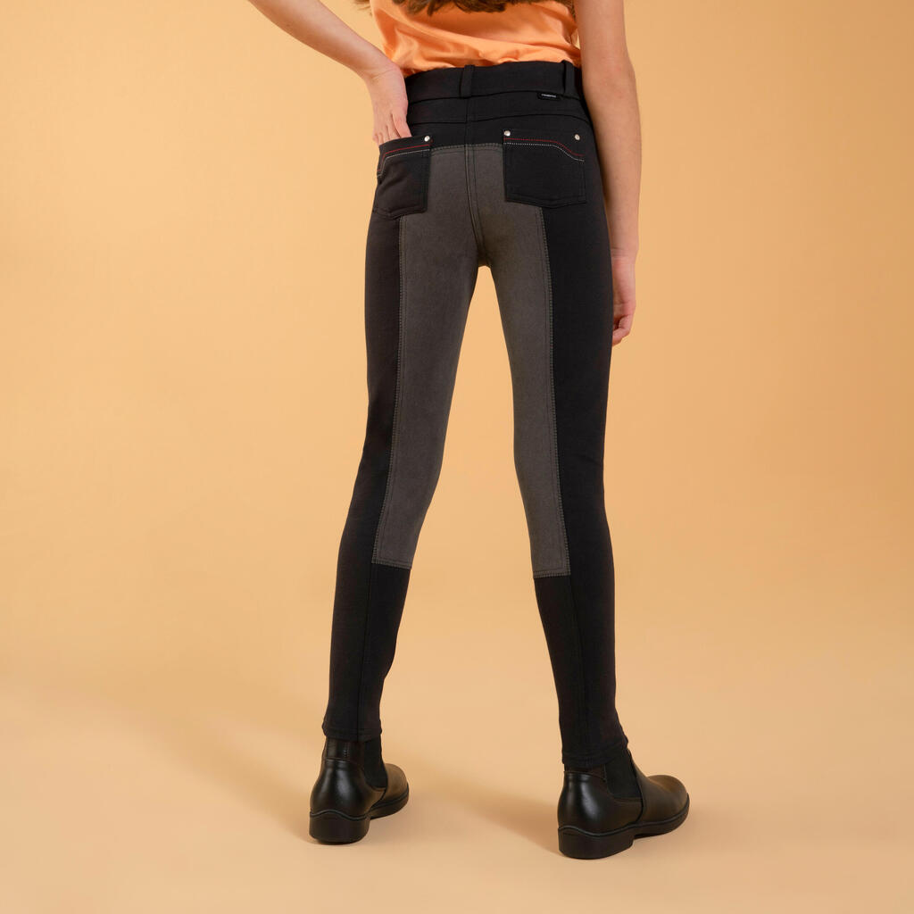Pantalón Equitación Niños Negro Badana 180
