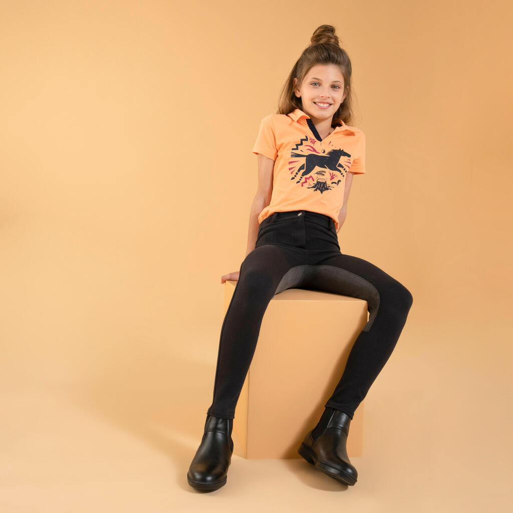 Pantalón Equitación Niños Negro Badana 180