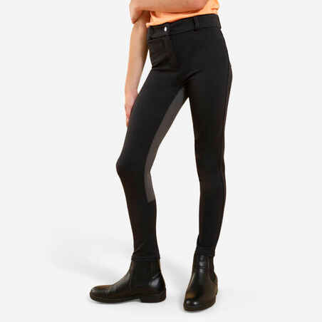 Kids' Full Seat Horse Riding Jodhpurs 180 - Black