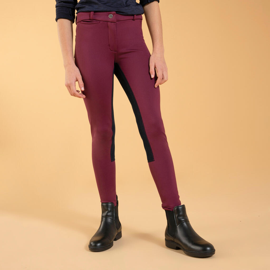 Reithose 180 Warm Vollbesatz Kunstleder Kinder violett