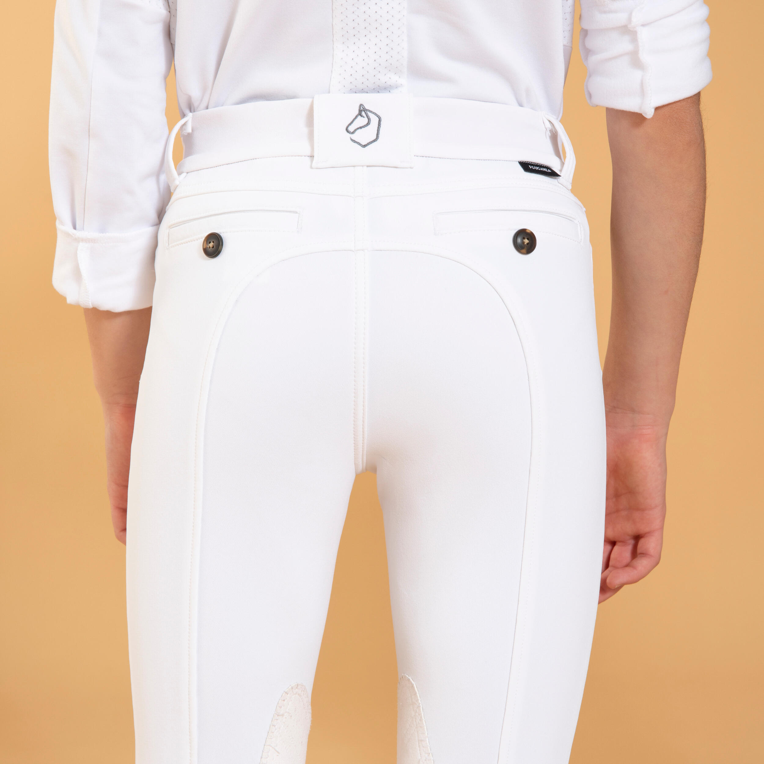 Kids' Grippy Horse Riding Show Jodhpurs 500 - White 4/6