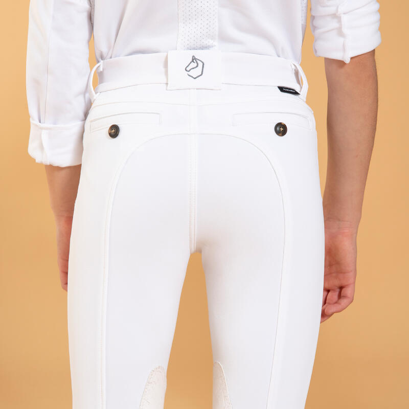Pantalon de concours équitation basanes agrippantes Enfant - 500 blanc